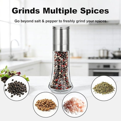 Aelga Pepper Grinder with Silicone Funnel - 4oz Glass Manual Mills with Adjustable Ceramic Core, Refillable Kitchen Gadget - Image 6