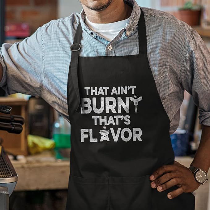 SANDJEST Funny Mens Aprons with Pockets for BBQ Grilling Cooking Grandpa Husband Apron for Birthday Christmas Father's Day
