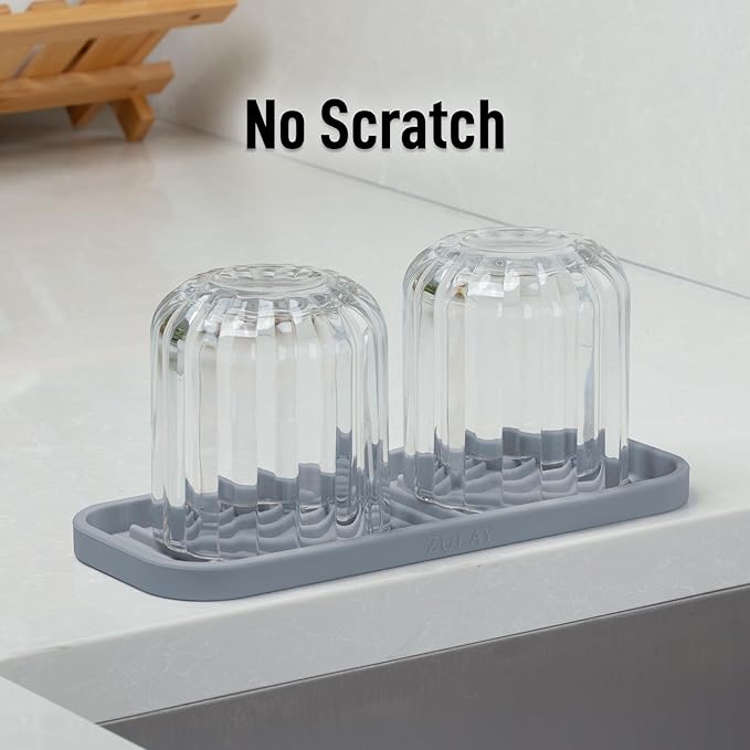 Zulay Kitchen (9x3.5in) Sponge Holder for Kitchen Sink - Flexible Heavy-Duty Multipurpose Sink Caddy - Counter Organizer for Kitchen, Bathroom, Makeup, Trinkets & More! (Grey) - Image 7