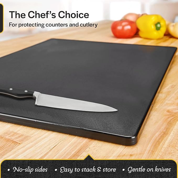 Thirteen Chefs Large 18 x 12 Black Plastic Cutting Board - 1/2" Thick HDPE for Restaurants and Professional Kitchens, NSF - Image 2