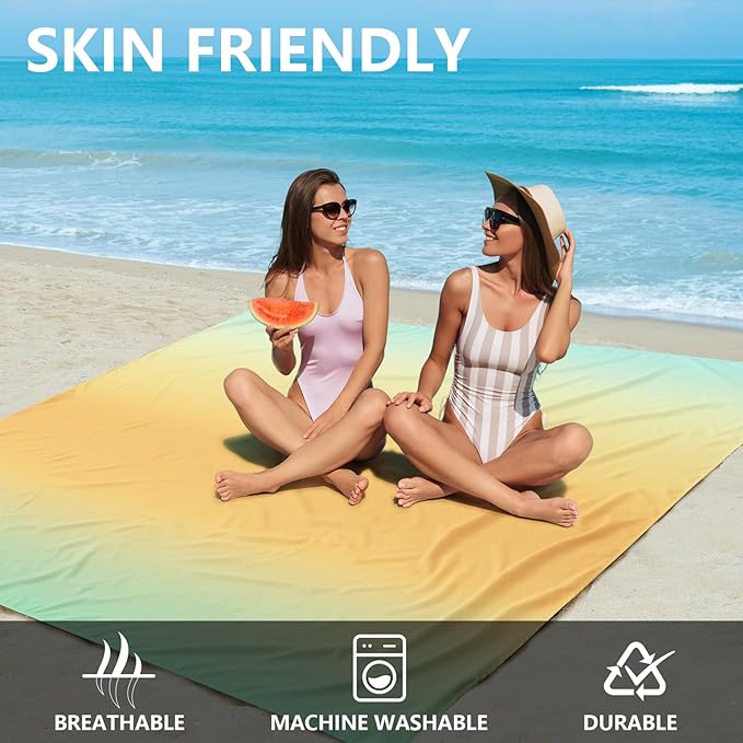 WIWIGO Beach Blanket Waterproof Sandproof Beach Mat 79" X 83"/10'x9'for 2-8 Adults Quick Drying Outdoor Picnic Mat Beach Accessories for Travel, Camping, Hiking - Image 3