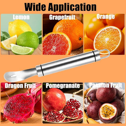Stainless Steel Orange Peeler Easy and Quick Peeling Long Handle Orange Citrus Peeler Tool Triangle Shovel and Serrated Shovel Orange Peeler Creative Kitchen Gadgets