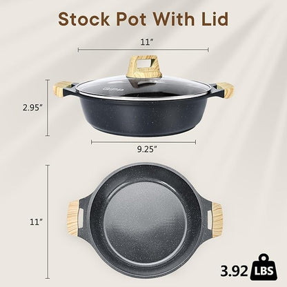 GiPP 4QT Nonstick Stock Pot with Lid Soup Pot,11 Inch Non Toxic Stockpot for Cooking,Stew Pots with Nonstick Ceramic Coating, Non Stick Cooking Pot Compatible with All Stoves,PFAS/PTFE/PFOA Free, Gray