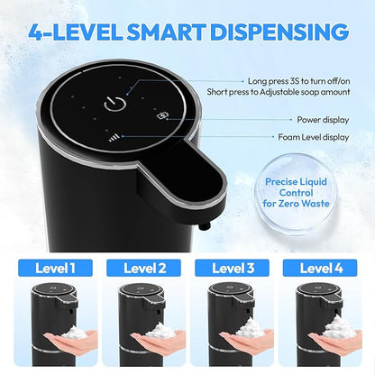 2 Pack Automatic Foaming Soap Dispenser,Touchless Foam Soap Dispenser,12.8oz Rechargeabled Wall Mounted Smart for Bathroom and Kitchen Dish Soap,Easy for Toddlers(Black) - Image 2