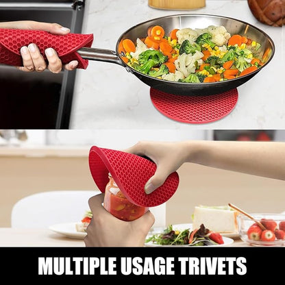 Rorecay 6pcs Oven Mitts and Pot Holders Sets for Kitchen, Extra Long Silicone Oven Gloves Heat Resistant 500 Degrees Non-Slip Potholders Hot Pads for Baking Cooking, Quilted Liner, Red - Image 7