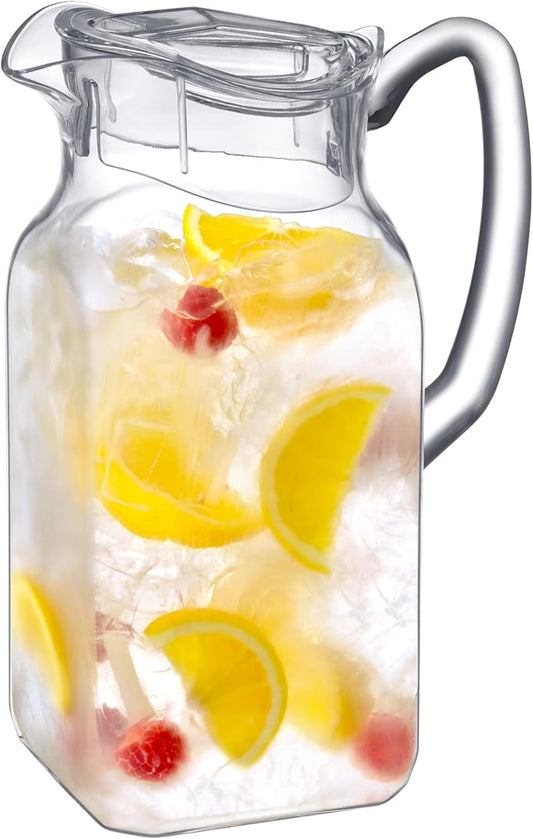 Amazing Abby - Quadly - Plastic Pitcher (64 oz, 2 Quart), Clear Water Pitcher with Lid, Fridge Jug, BPA-Free, Shatter-Proof, Great for Iced Tea, Sangria, Lemonade, Juice, Milk, and More by AmazingAbby