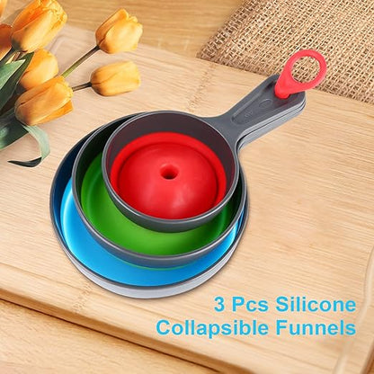 Large Small Funnel Set of 3, Food Grade Mini Funnels for Kitchen Use, Silicone Collapsible Funnels, Wide Mouth Canning Funnel for Mason Jars, Filling Bottles, Flask, Tiny Spice, Cooking Water YLYL - Image 4