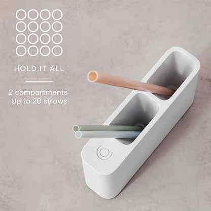 YouCopia SipStation Straw Holder, Reusable Straw Organizer for Kitchen Storage, Speckled White - Image 2
