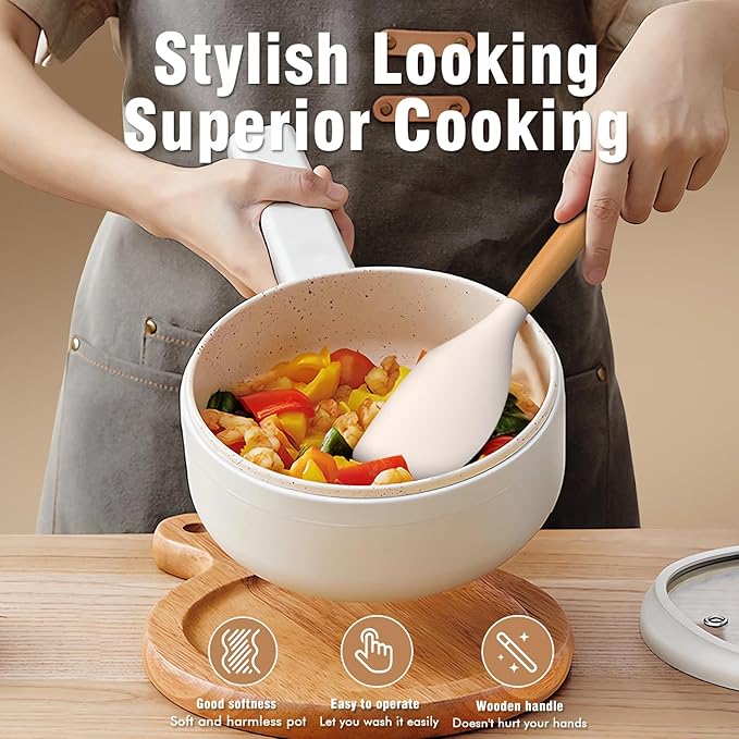 Silicone Cooking Utensils Set - AVGPD Silicone Kitchen Utensils for Cooking Wooden Handles, 446°F Heat Resistant Kitchen Utensil Spatula Sets w Holder, Gadgets for Non-Stick Cookware BPA FREE (Khaki) - Image 3