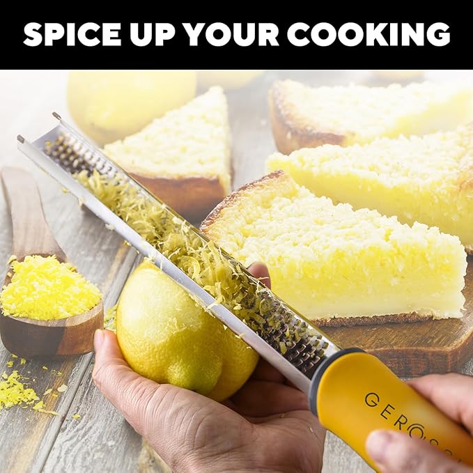 Stainless Steel Cheese and Citrus Zester Grater w/Extra Sharp Blade - Perfect for Lemons, Parmesan, Garlic, Chocolate - Spice Up any Kitchen Dish in Seconds with Your Premium Hand Held Shredder - Image 3