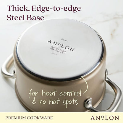 Anolon Ascend Hard Anodized Nonstick Saucepan/Saucepot and Lid - Good for All Stovetops (Gas, Glass Top, Electric & Induction), Dishwasher & Oven Safe with Stainless Steel Handle, 4 Quart - Bronze