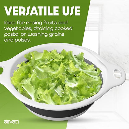 Gevoli Collapsible Colander Strainer, Includes Over-sink Countertop Draining Base (5QT) Large Kitchen Drainer for Vegetables Fruit and Pasta, Round Foldable Draining Basket, Easy Storage (White) - Image 6