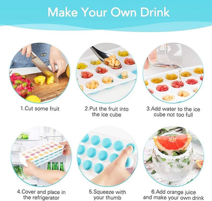 Ice Cube Trays with Lids BPA Free, 4 Pack Easy Release Silicone Ice Cube Trays for Freezer 84 Sphere Ice Tray with Stackable No Spill Lids, Dishwasher Safe, Blue & Green - Image 4