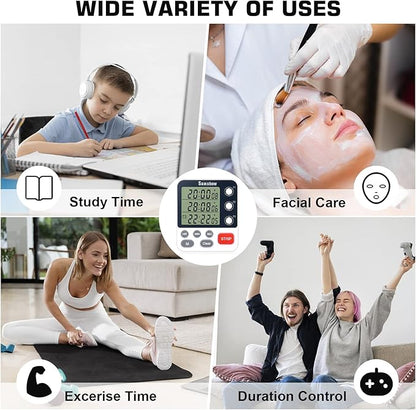 Digital Dual Kitchen Timmers 3 Channels Count UP/Down Timer Cooking Timers Large Display Triple Timmer Magnetic Stopwatch Timer-timers for Classroom Kid Adjustable Volume Loud Alarm(Battery Included) - Image 8