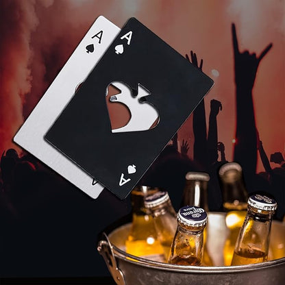 Ace Of Spades Bottle Opener Credit Card Size Pocker Cap Opener Portable Stainless Steel Can Opener (2 Pack Black & Silver) - Image 3