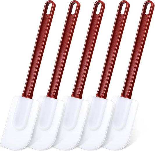 Meekoo 5 Pcs 10 Inch Rubber Spatula, 500℉ High Heat Resistant Spatulas Commercial Food Bpa Free Grade Non Stick Silicone Spatula for Baking Kitchen Cooking Dishwasher Safe by meekoo