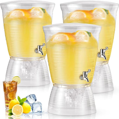 Tioncy 3 Pcs Acrylic Beverage Dispenser with Spigot 2.7 Gallon/ 10 l Clear Drink Water Dispenser Countertop with Detachable Base Iced Juice Container Unbreakable for Wedding Party by Tioncy