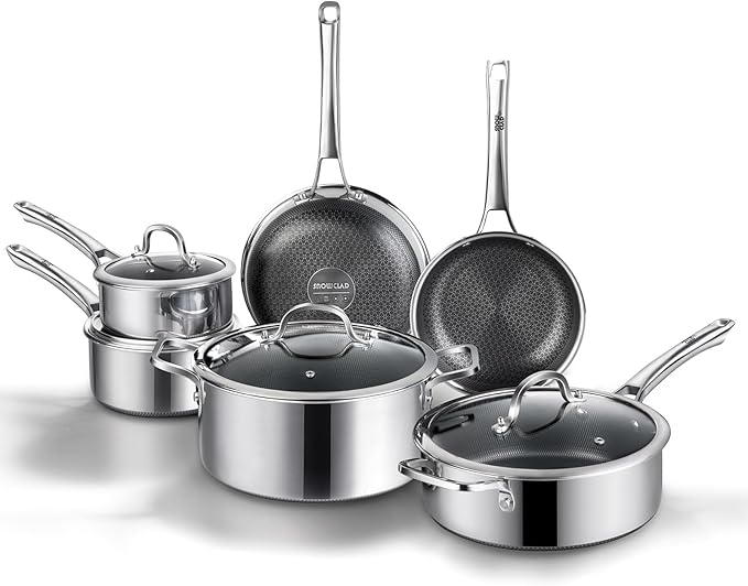 Non Stick Frying Pans Set, 10 pcs, Hybrid Fajita Frying Pans Nonstick,non stick Skillets Stainless Steel, Dishwasher & Oven-Safe, Induction Compatible Cooking Fajita Pan, PFOA Free Cookware by Yonida