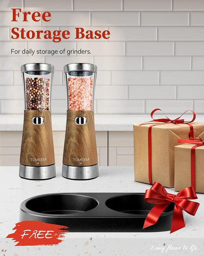 Electric Salt and Pepper Grinder Set with Storage Base, Stainless Steel Rechargeable Salt and Pepper Grinder Set with 4.5 oz Large Capacity, 1.8" Wide Mouth, Adjustable Coarseness, Ideal for Kitchen - Image 9