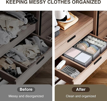 DIMJ Drawer Organizer Clothes, Dresser Organizer For Nursery, Bedroom, Closet, Baby Clothes Organizer and Storage, Foldable Fabric Drawer Dividers for Baby Socks, Belt, Tie (4 Pack, Blended) - Image 6