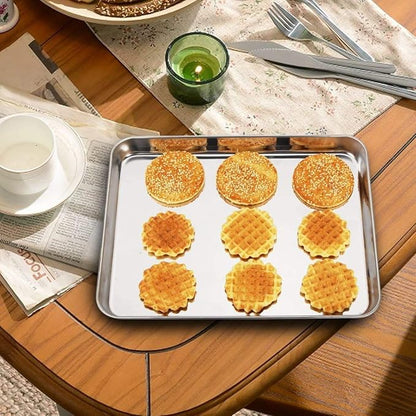 Baking Sheets 2 Pieces, Bastwe Cookie Sheets Set Stainless Steel Baking Pans Toaster Oven Tray Pans, Rectangle Size 12 × 10 × 1 inch, Rustproof & Healthy & Easy Clean & Dishwasher Safe - Image 4