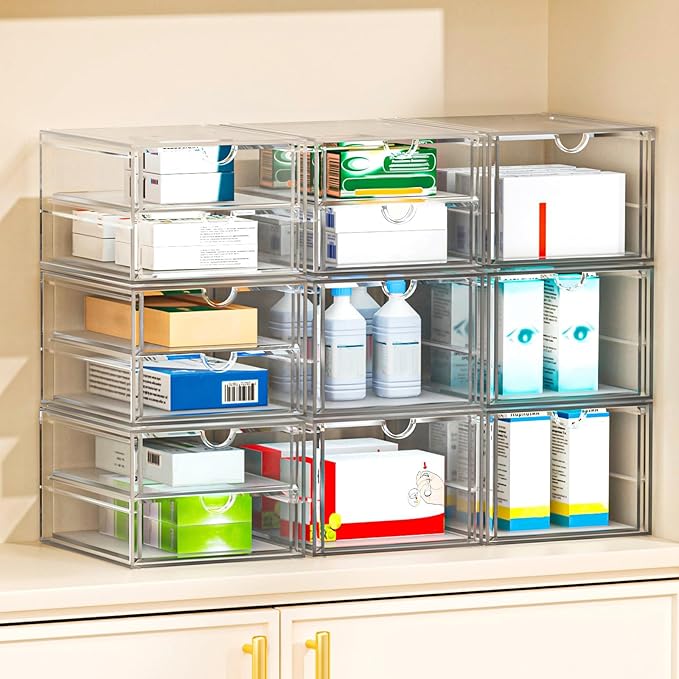 caktraie Desk Organizers And Accessories With 22 Drawers, 4 Pack Office Desktop Drawers, Plastic Makeup Organizer Containers Bins With Drawers Desk Organization, Bathroom Organizers Storage Case Box - Image 8