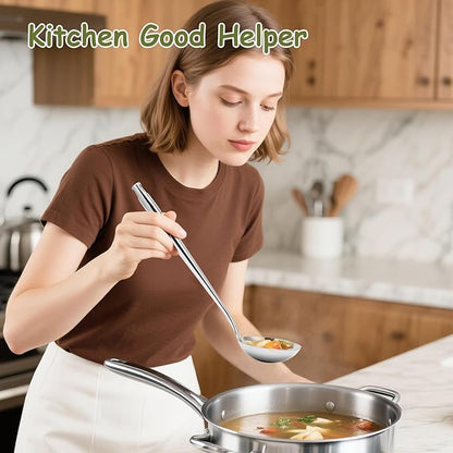 VALESKA 6PCS Stainless Steel Cooking Utensils Set,18/10 Metal Kitchen Utensils Set, Include Wok Spatula Stainless Steel,Metal Pasta Spoon and etc,Easy to Clean - Image 8