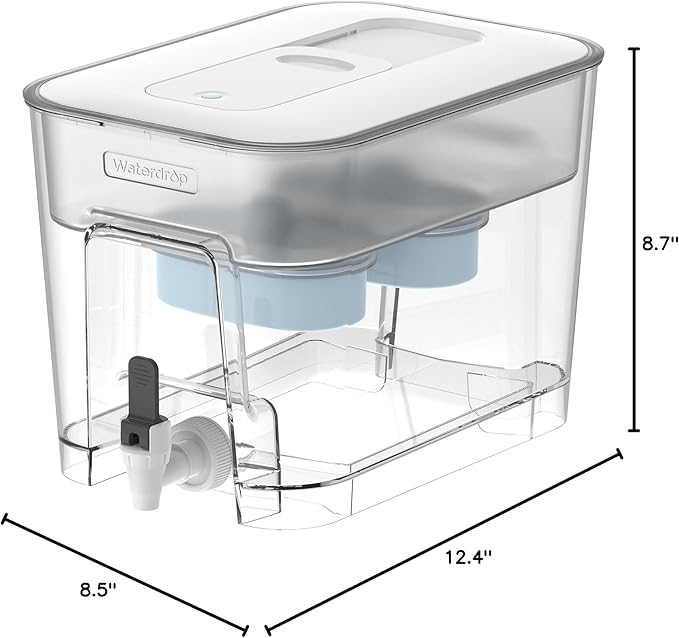 Waterdrop WFD-22W-DF-A Water Filter Dispenser, Alkaline 40-Cup Water Purifier, 2 Built-in Filters, 8X Faster Filtration, 200-Gallon Lifespan, Mineralized Alkaline Water, Reduces Chlorine, White - Image 9