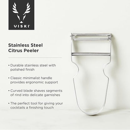 Viski Citrus Peeler Tool, Fruit Peeler for Cocktails, Bar Peeler Stainless Steel, Lemon Peeler, Professional Grade Cocktail Peeler, Bartender Tools