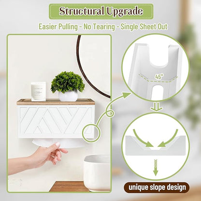 Set of 2 Paper Towel Dispenser Wall Mount, Paper Towel Holder Wall Mounted with Lid, Solid Wood Commercial C-Fold, Z-Fold, Trifold Hand Paper Towel Holder Hand Towel Holder for Bathroom Kitchen Decor