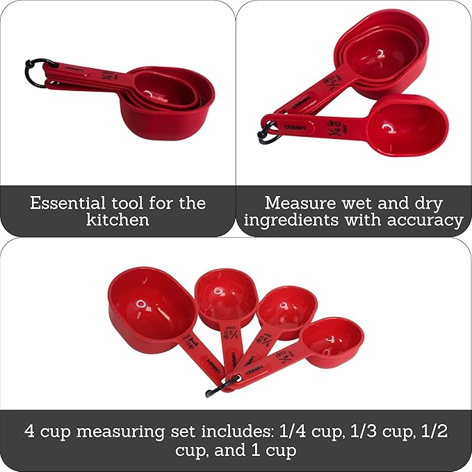 MIRRO 4pc Nested Measuring Cups Set, Red (Pack of 4) - Image 2