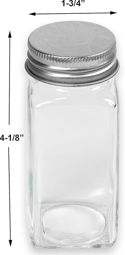 Simple Houseware Spice Jars 4 Ounce Square Glass Bottles with Shaker Lids, Funnel and Labels for Seasoning & Storage, 12 Pack - Image 4