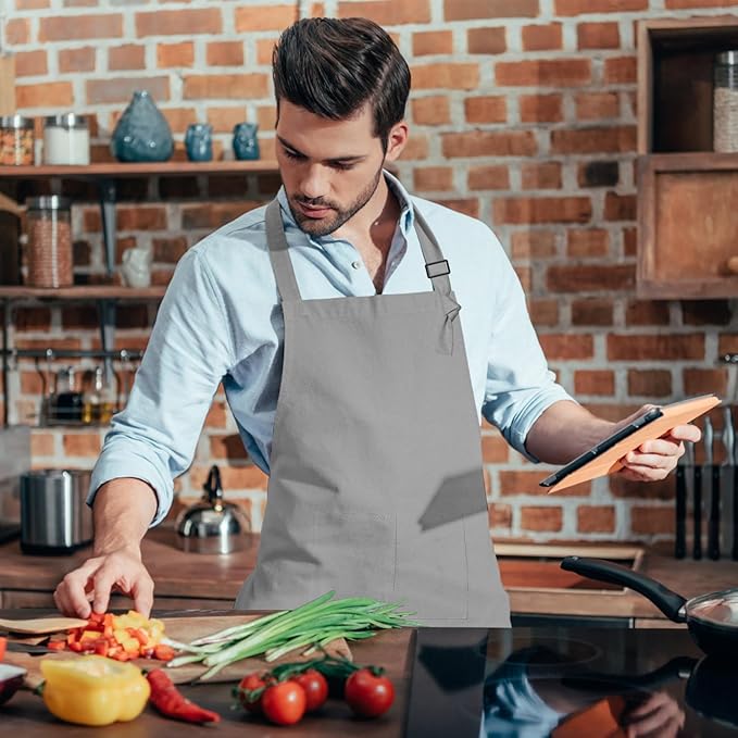 15 Pcs Adult Aprons Bulk with Pockets Adjustable Bib Chef Apron for Women Men Painting Cooking Crafting (S/L) - Image 7