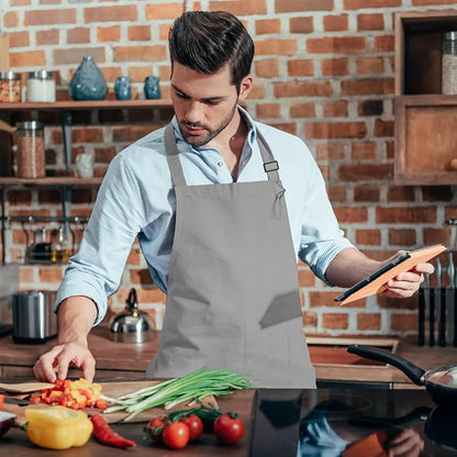 15 Pcs Adult Aprons Bulk with Pockets Adjustable Bib Chef Apron for Women Men Painting Cooking Crafting (S/L) - Image 7