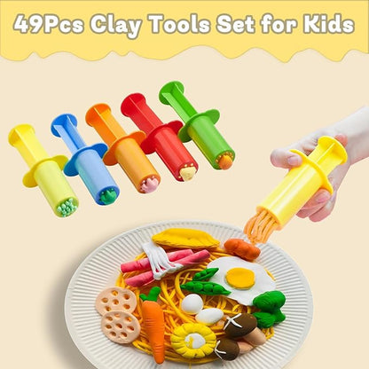 LCY WEDSHI Dough Tool Set, 49 Pcs Dough Tools Sets for Kids Ages 4-8, Dough Accessories Includes Animal Molds, Cutters Roller, Rolling Pins, Safety Scissors, Plastic Knife - Image 4