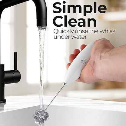Zulay Kitchen Patented Tornado Triple Whisk Milk Frother with 4 Duracell Batteries – Handheld Foam Maker for Coffee, Lattes, Matcha & Hot Chocolate – Rich, Creamy Froth in Seconds - Blizzard White - Image 9