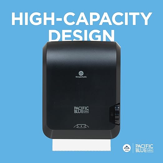 Pacific Blue Ultra 8" High-Capacity Mechanical Paper Towel Dispenser by GP PRO (Georgia-Pacific), Black, 59589, 12.9" W x 9" D x 16" H, 1 Dispenser - Image 6