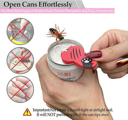 Soda Can Tab Opener Mini Soda Can Cover Easy Tab Opener and Drink Protector Cute Beverage Barricade Soda Protector for Beer,Coke,Aluminum Cans at Party,BBQ, Beach(Cat Paw Red)