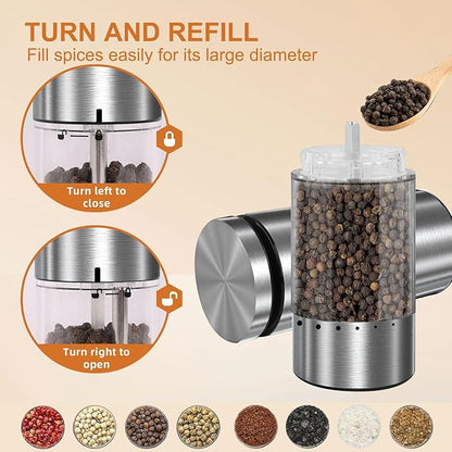 Electric Salt and Pepper Grinder Set Rechargeable, Automatic Salt and Pepper Shakers Mills External Adjustable Coarseness, Kitchen Gadgets, Stocking Stuffers Christmas Cooking Gifts for Men Women - Image 5