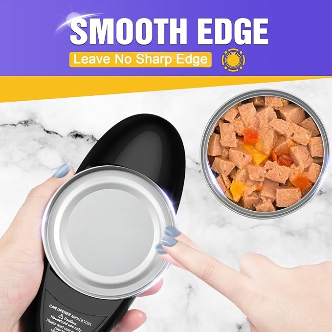 One Touch Battery Operated Electric Can Opener Fits Almost Size Can With Smooth Edge, Hands Free Electric Can Openers for Kitchen, Kitchen Gadgets Automatic Can Opener for Seniors, Arthritis Black - Image 4