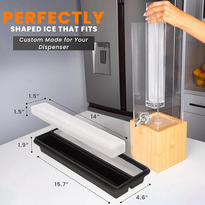 Ksestor Large Ice Cube Tray – 15.7" x 4.6" Ice Core for Beverage Dispenser – Easy Release, BPA-Free, Odor-Resistant - Drink Dispenser with Ice Core - Image 2