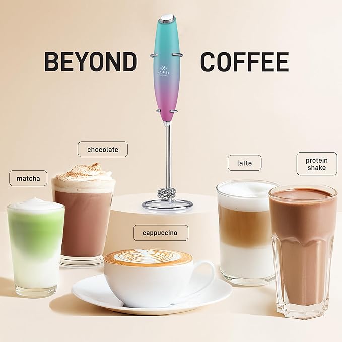 Zulay Kitchen Whisk Milk Frother with 4 Duracell Batteries - Powerful Handheld Foam Maker for Coffee, Lattes, Matcha, Hot Chocolate & Cappuccinos - Whip Creamy Froth in Seconds - Image 3
