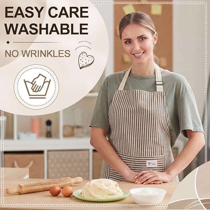 Janmercy 24 Pcs Aprons for Women Men with 2 Pockets Linen Cooking Kitchen Apron Adjustable Bib Chef Apron Bulk Aprons Unisex