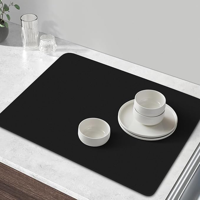 WISELIFE Coffee Mat Super Absorbent Dish Drying Mat Coffee Bar Accessories Match with Machine Large Drying Mats for Kitchen Counter 17" W x 30" L, Black - Image 6