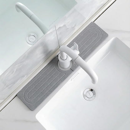 Faucet Mat for Kitchen Sink -Diatomite Stone Drying Mat for Kitchen Counter & Bathroom Sink,Quick-Dry Kitchen Sink Mat-Sink Protector & Splash Guard,Super Absorbent (Gray, 15.8"x4") by SUXLINA