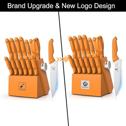 imarku® Knife Set, Sharp Block Knife Set with Built-in Sharpener, Japanese Stainless Steel with Non-Slip Ergonomic Handle, Dishwasher Safe, Kitchen Gift for Man Woman, Best For Home gift, Burnt Orange - Image 8