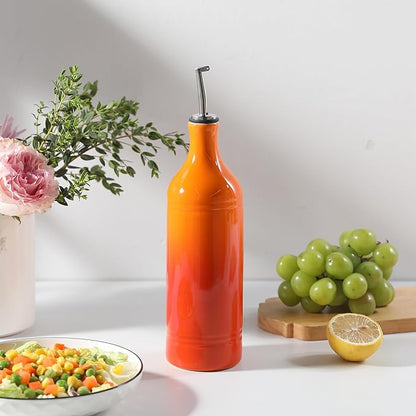 Sweejar Large Ceramic Olive Oil Dispenser Bottle, Opaque Oil Cruet Protects to Reduce Oxidation, Suitable for Storage Vinegar, Soy Sauce & Other Liquids, Pack of 1, 24 Fl Oz(Gradient Orange) - Image 4