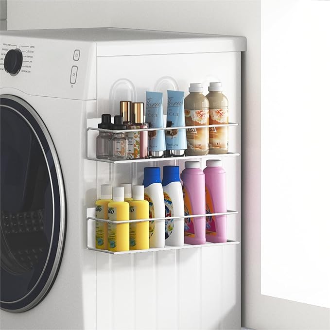 Magnetic Spice Rack for Refrigerator Magnetic Fridge Shelf for Kitchen Spice Organizer Magnetic Shelf for Fridge Space Saving White 2 Pack with Magnetic Paper Towel Holder - Image 6