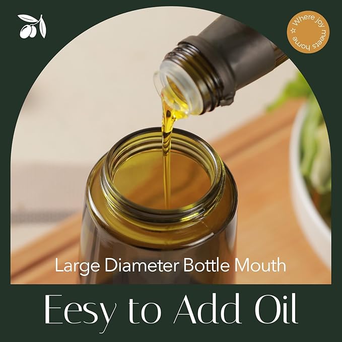 YARRAMATE 16oz/470ml Light-Blocking Dark Oil Sprayer for Cooking, 2 in 1 Olive Oil Dispenser Bottle for Kitchen,Dark Green Glass Oil Bottle, Food-Grade Oil Mister for Air Fryer, BBQ (LotusRootPink) - Image 7