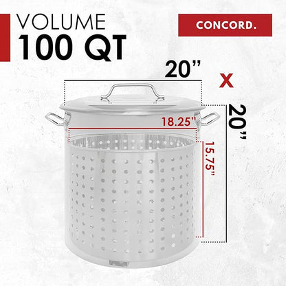 CONCORD Stainless Steel Stock Pot w/Steamer Basket. Cookware great for boiling and steaming (100 Quart) - Image 5